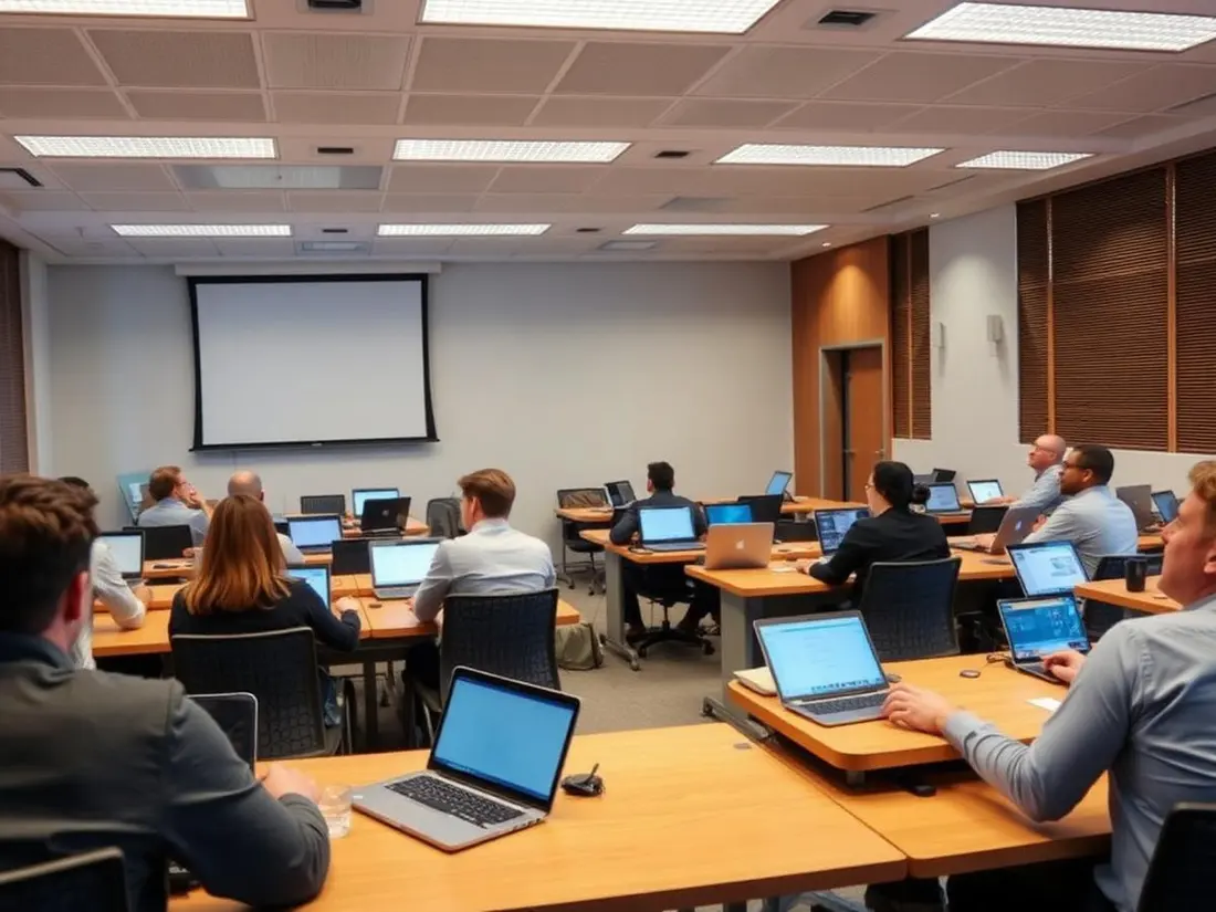 Full training room where every attendee is using a laptop
