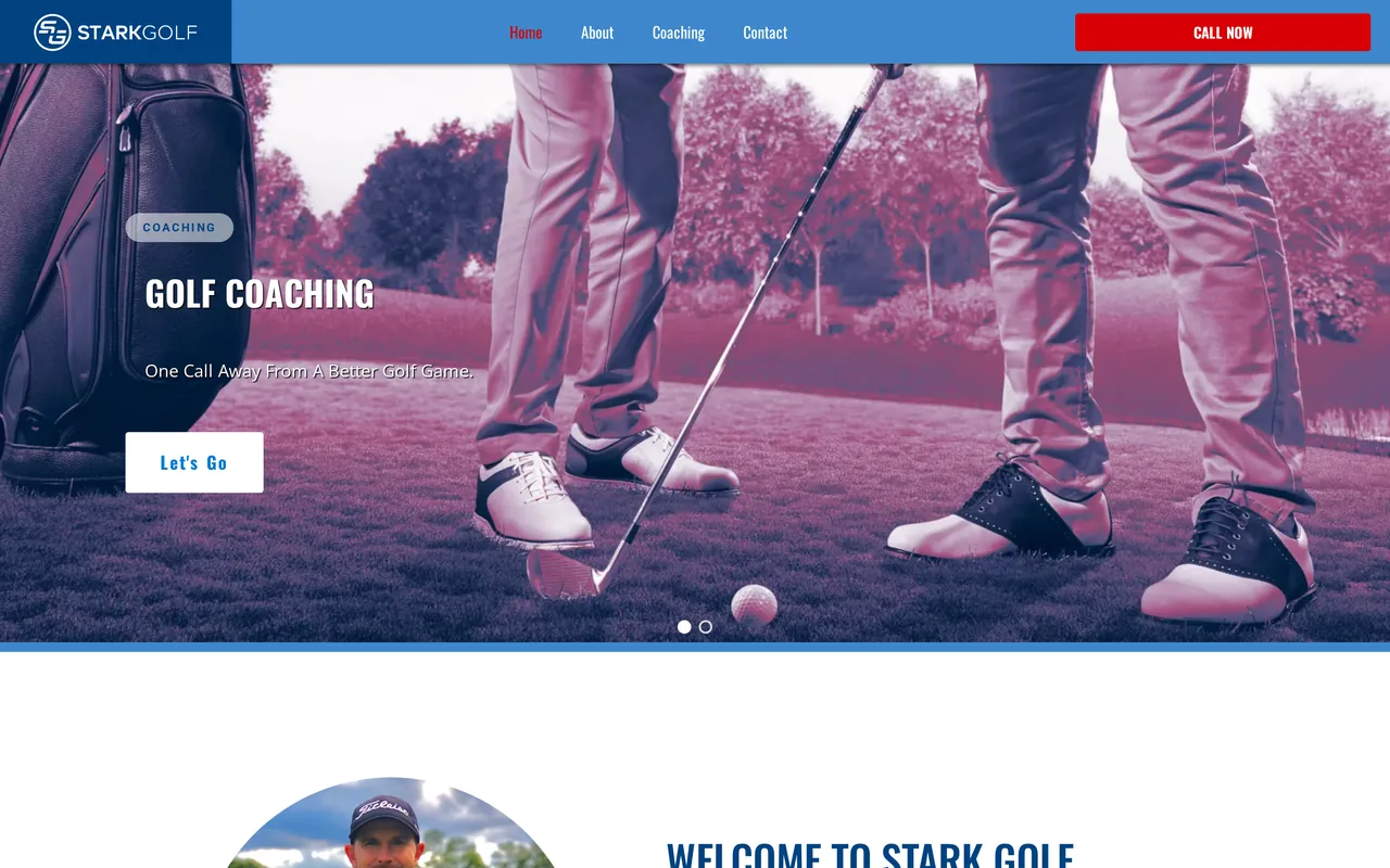 Homepage of the Stark Golf website designed by Mayer Branding